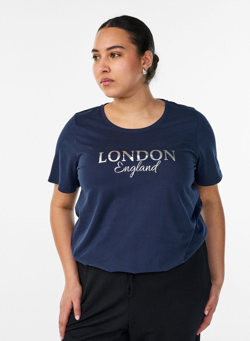 T-Shirt mit Print, Blau, Model image number 0