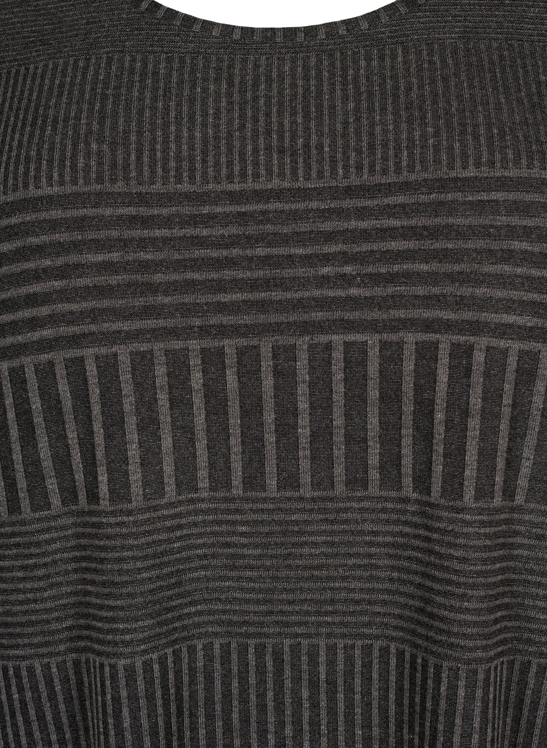 ZizziKleid mit 3/4-&Auml;rmeln und Streifenmuster, Dark Grey M&eacute;lange, Packshot image number 2