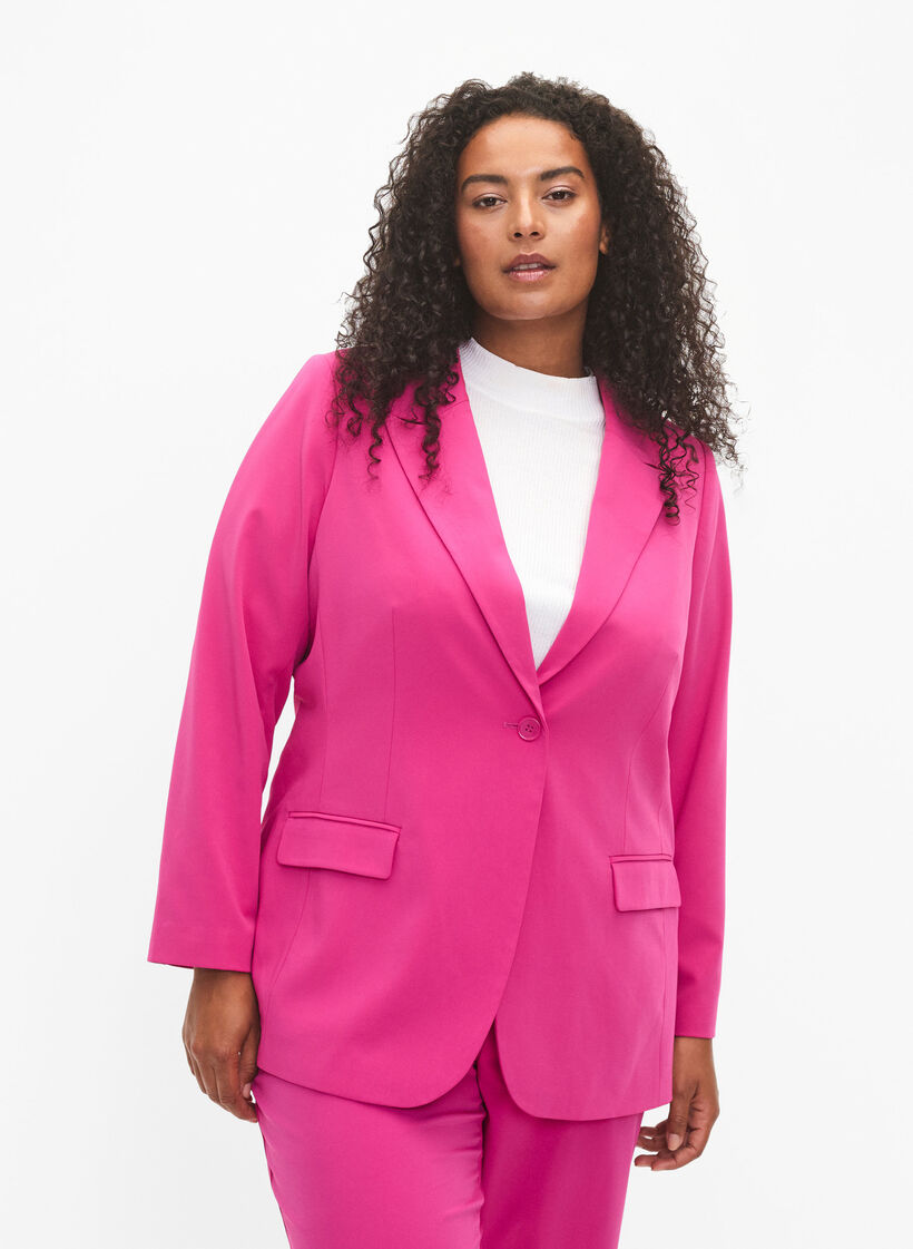 Klassischer Blazer mit Taschen, Festival Fuchsia, Model image number 0