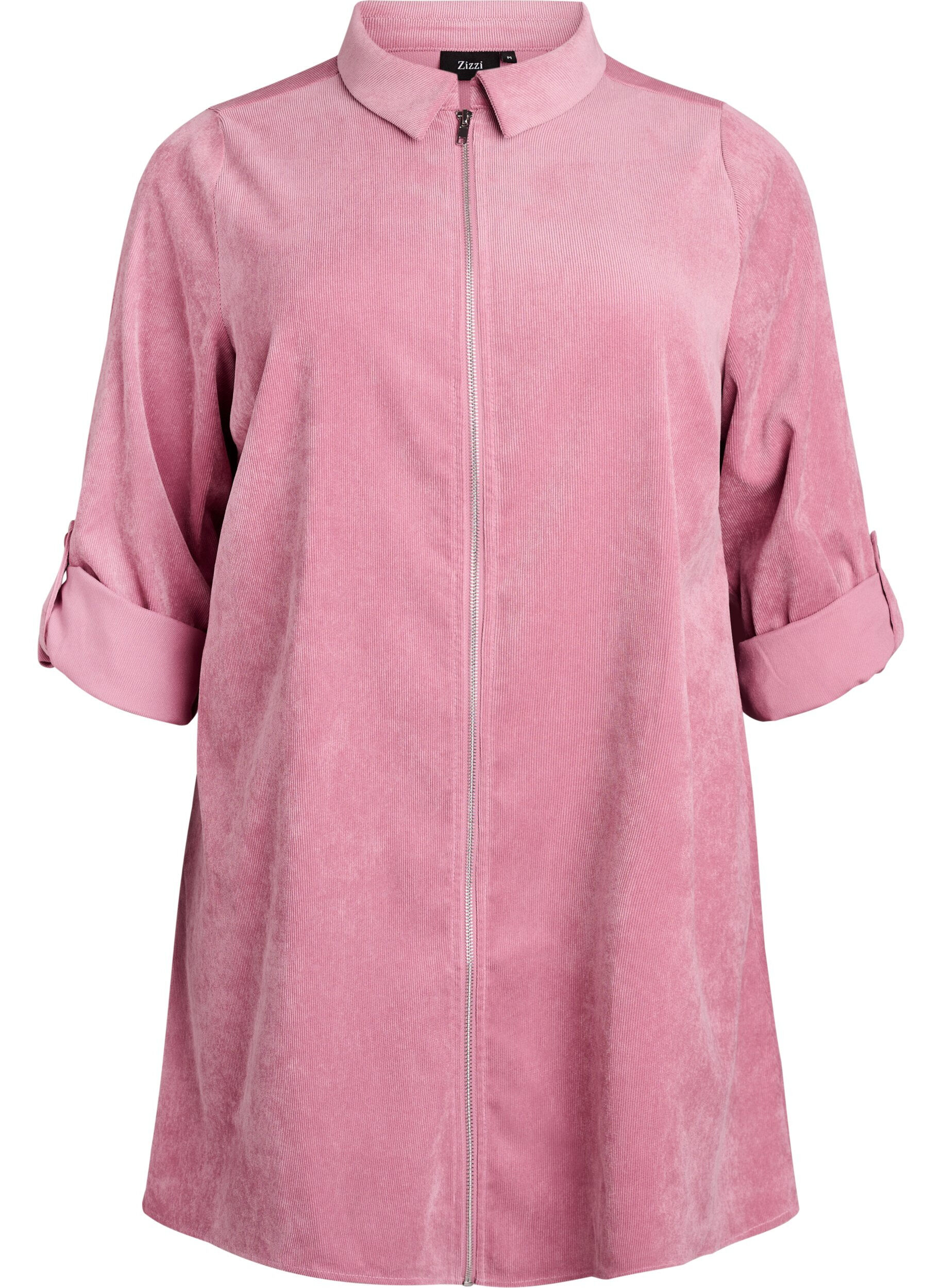 ZizziCordkleid mit Rei&szlig;verschluss und 3/4-&Auml;rmeln, Rot, Packshot image number 0