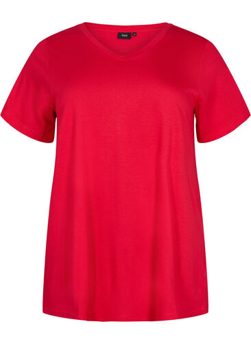 Kurzärmeliges T-Shirt mit A-Linie, Lipstick Red, Packshot image number 0