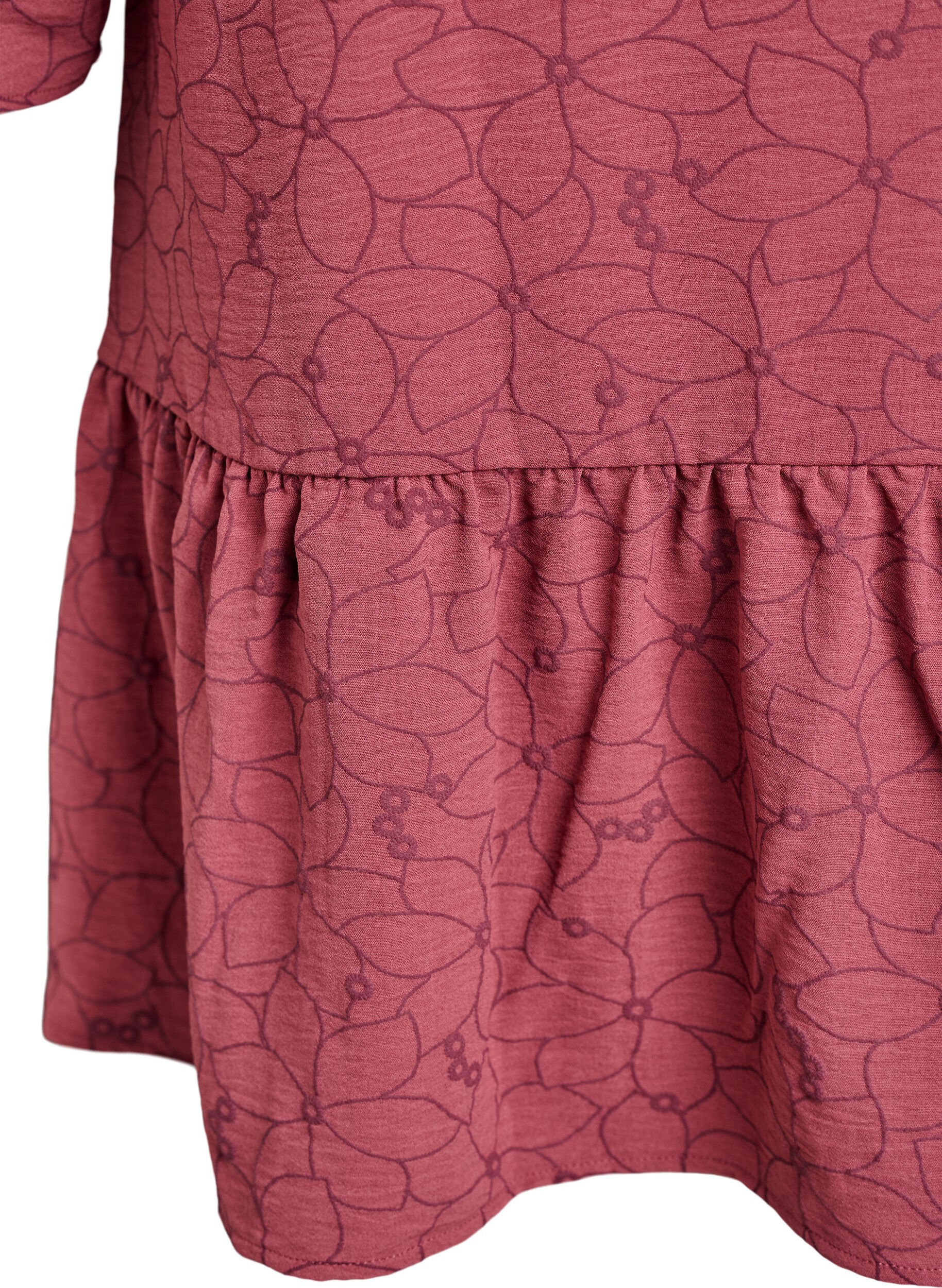 ZizziTunika mit besticktem Blumenmuster und 3/4-&Auml;rmeln, Rot, Packshot image number 3