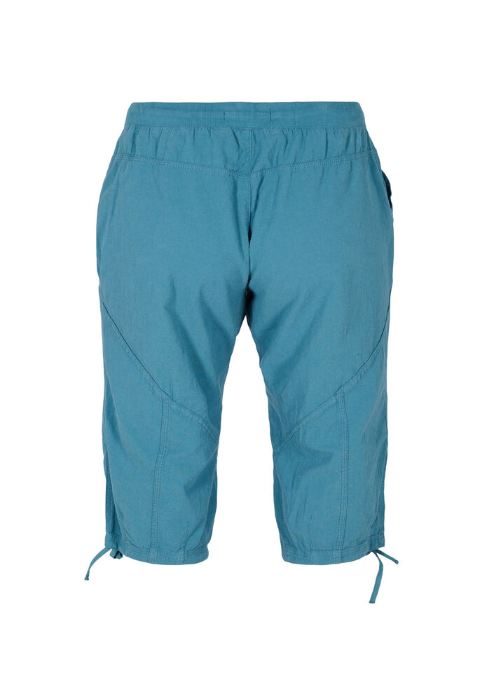 Lockere Caprihose aus Baumwolle, Petrol, Packshot image number 1