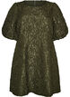 Kleid aus Jacquard mit Puff&auml;rmeln und A-Linie, Gr&uuml;n, Packshot image number 0