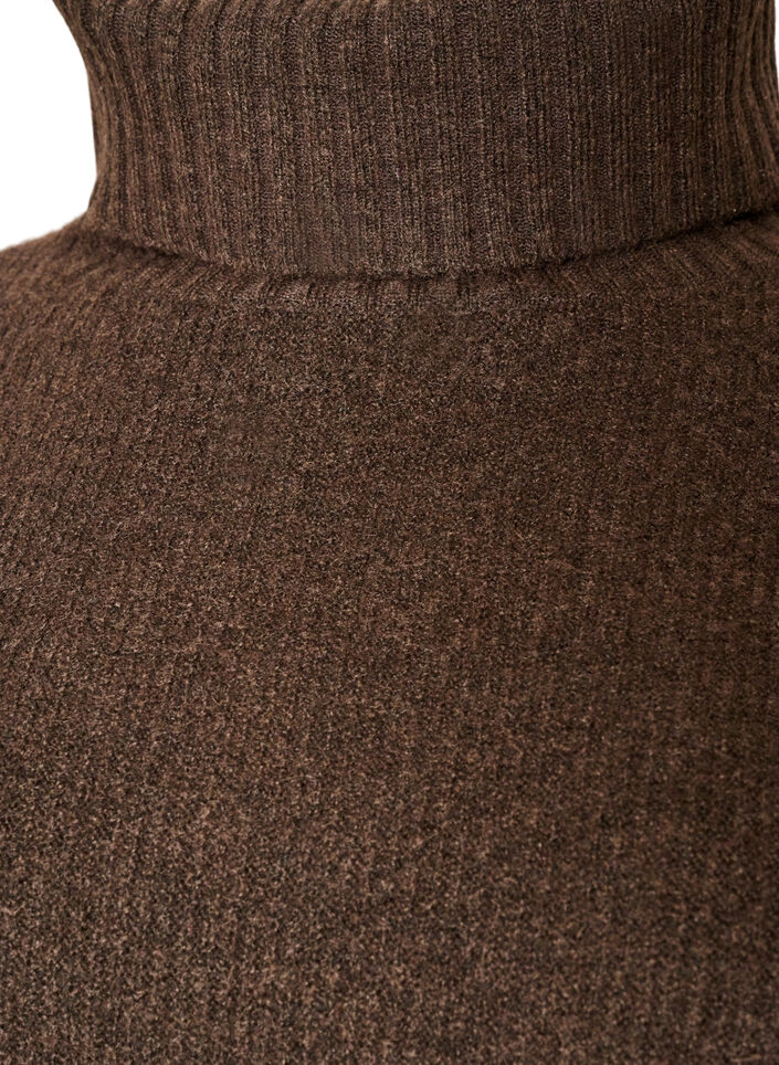 Locker gestrickter Pullover mit Rollkragen, Braun, Packshot image number 2