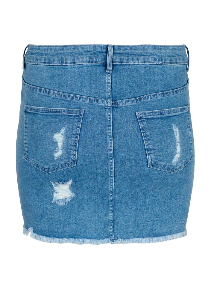 Eng anliegender Jeansrock mit Schlitz, Blue denim, Packshot image number 1