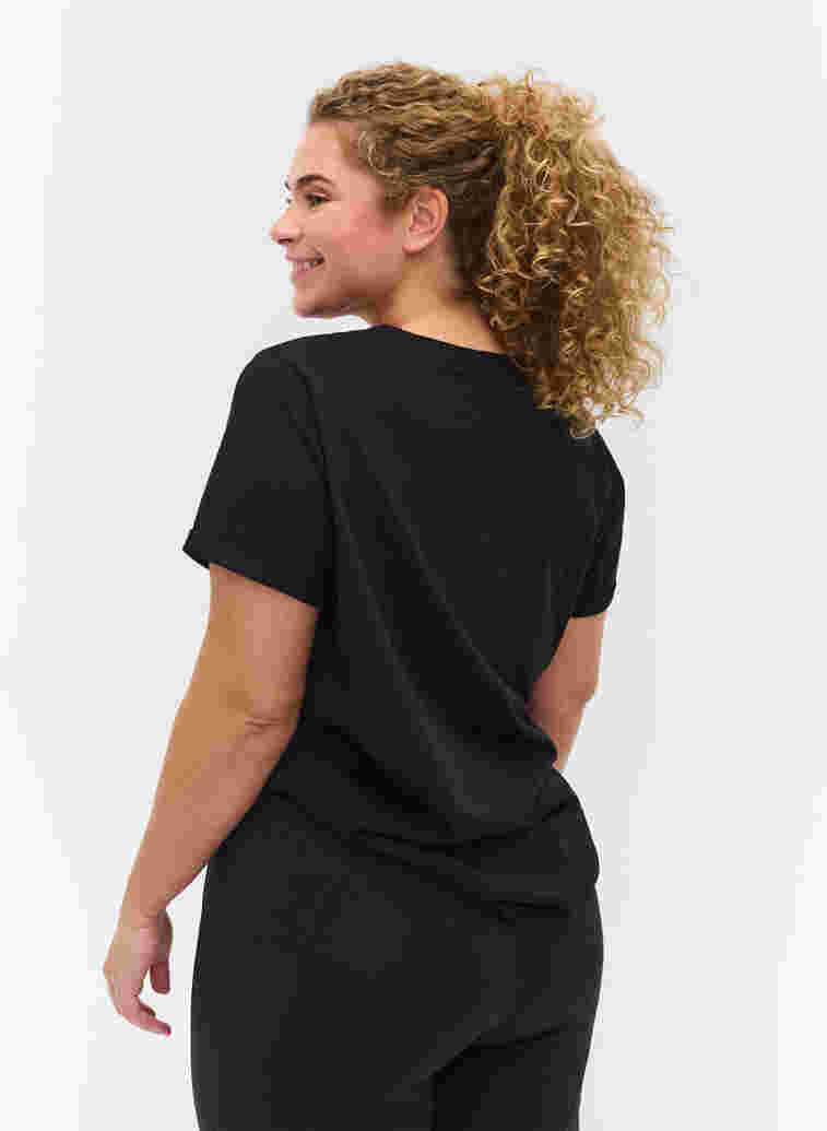 Trainings-T-Shirt mit Print, Black Diva Pink, Model image number 1