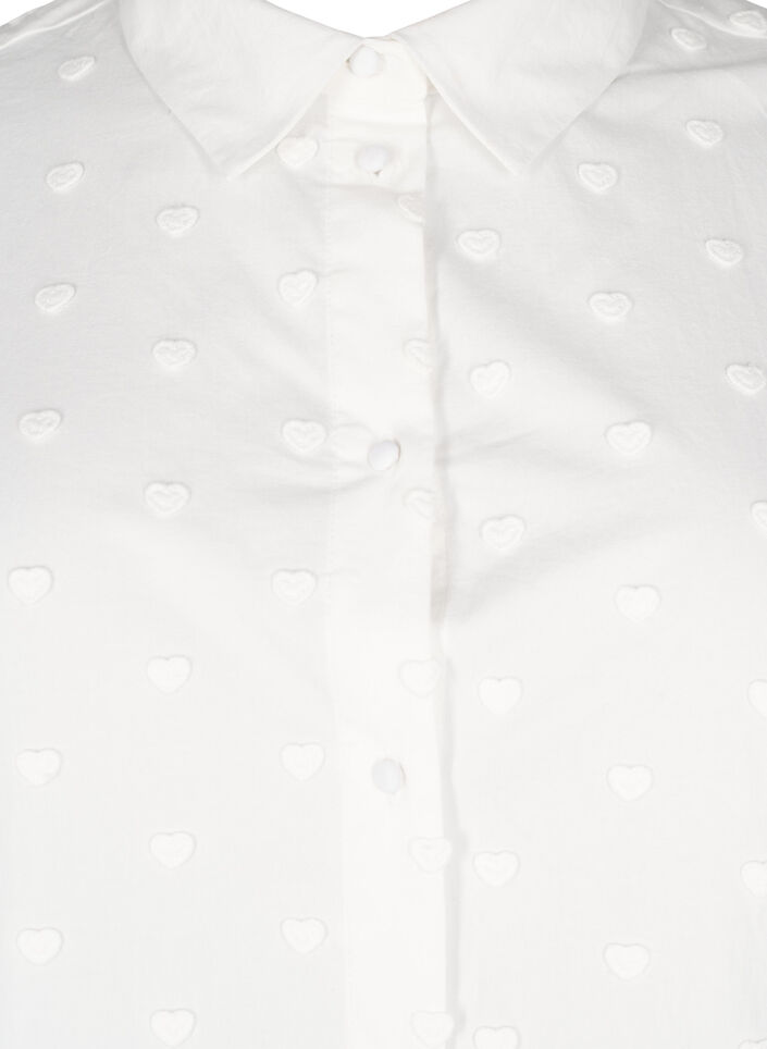Bluse mit Stehkragen und aufgenähten Herzen, Weiß, Packshot image number 2