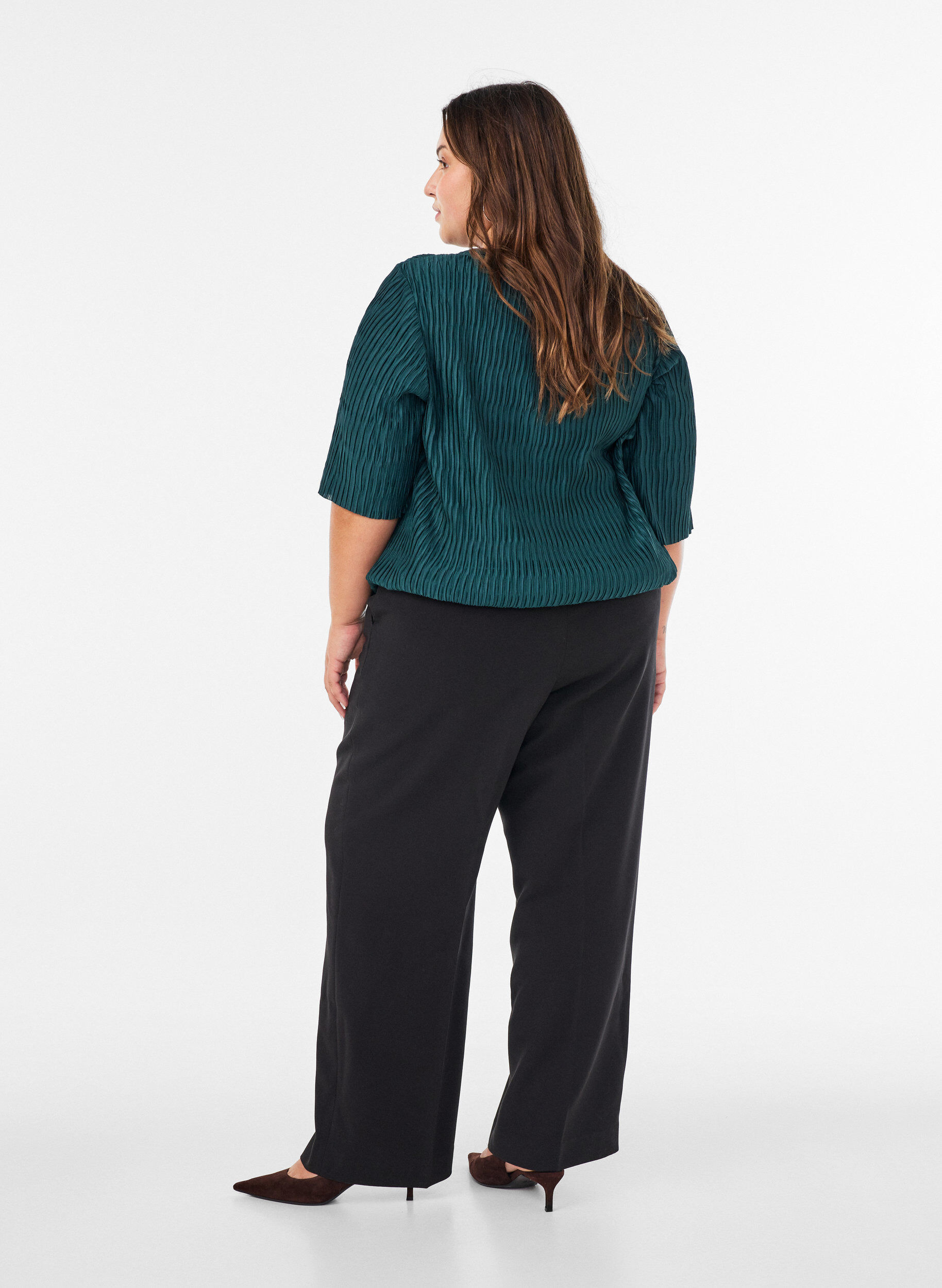 ZizziBluse mit welliger Struktur und Ballonform, Gr&uuml;n, Model image number 2