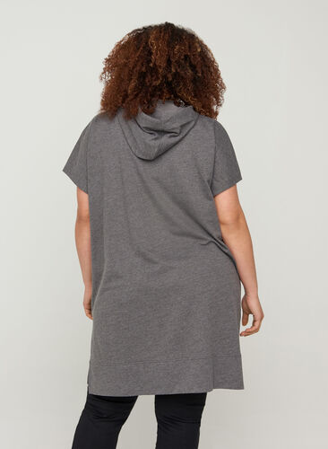 Langes Sweatshirt mit kurzen Ärmeln, Dark Grey Melange, Model image number 1