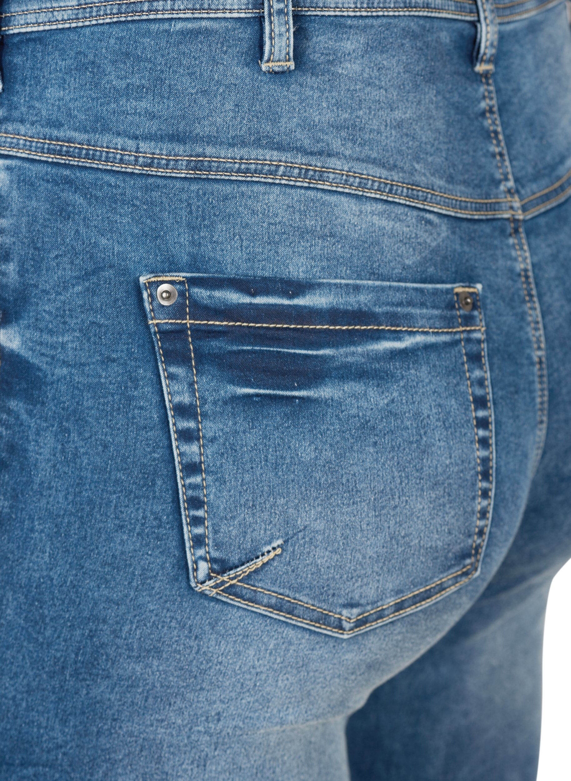 ZizziCropped Amy Jeans mit Rei&szlig;verschluss, Blau, Packshot image number 3