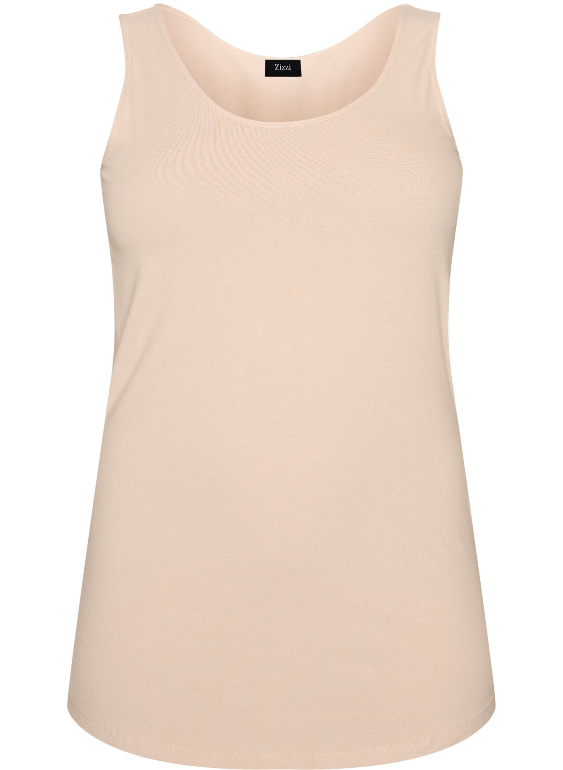 ZizziEinfarbiges Basic Top aus Baumwolle, Beige, Packshot image number 0