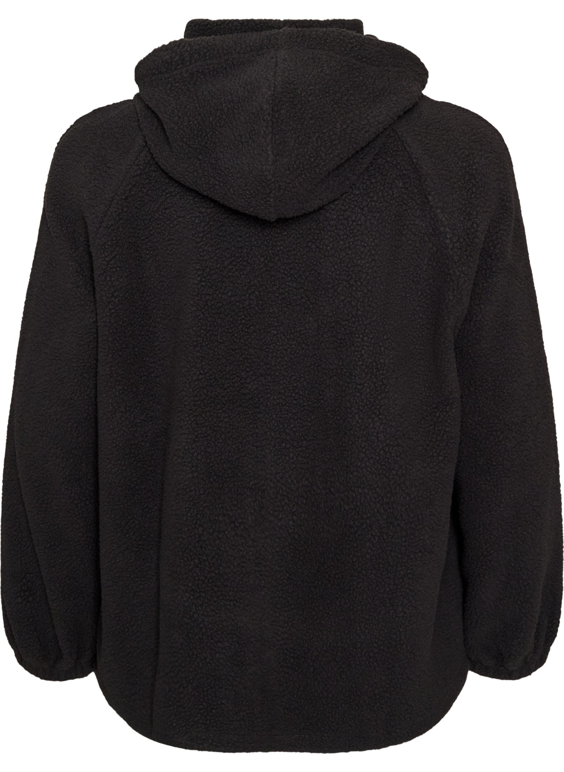 ZizziTeddyjacke mit Kapuze und Rei&szlig;verschluss, Schwarz, Packshot image number 1