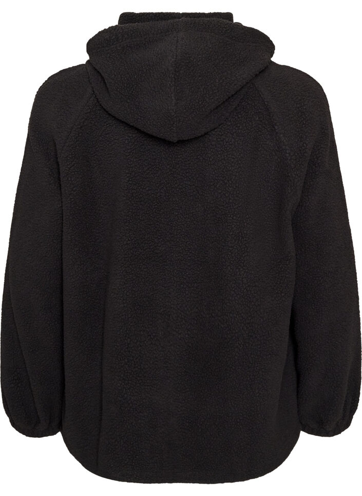Teddyjacke mit Kapuze und Rei&szlig;verschluss, Schwarz, Packshot image number 1