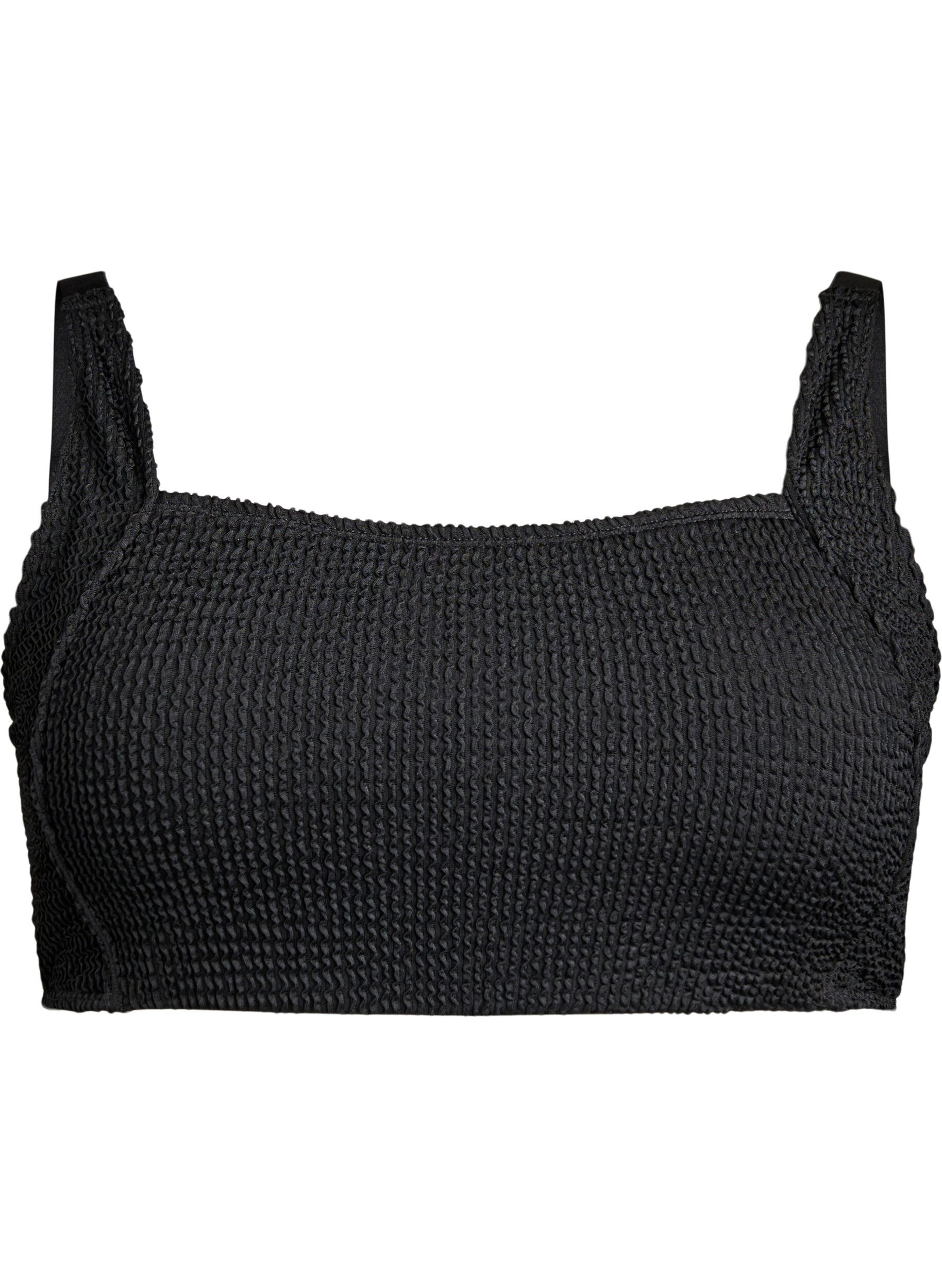 ZizziBikinioberteil aus Krepp mit verstellbaren Tr&auml;gern, Schwarz, Packshot image number 0