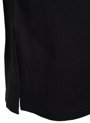 Kurzarm Kleid aus Baumwolle mit Rippstruktur, Black, Packshot image number 3
