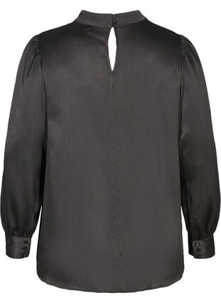Shiny Bluse mit langen Puffärmeln, Black, Packshot image number 1