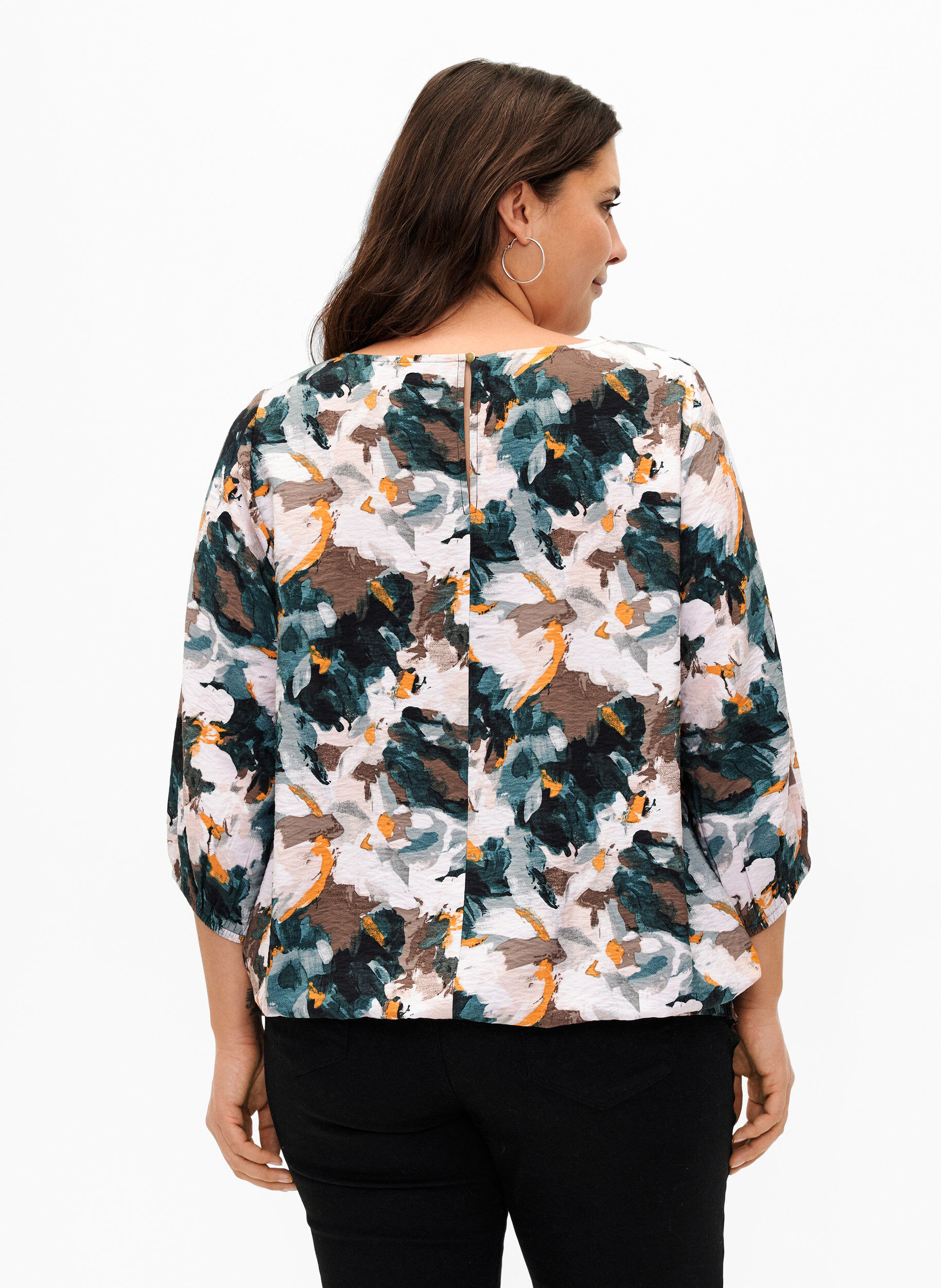 ZizziGesmokte Bluse aus Viskose mit Print, Duck Gr. Forest AOP, Model image number 1