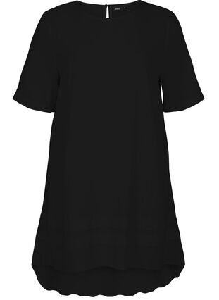 Viskose Kleid mit high-low Effekt, Black, Packshot image number 0