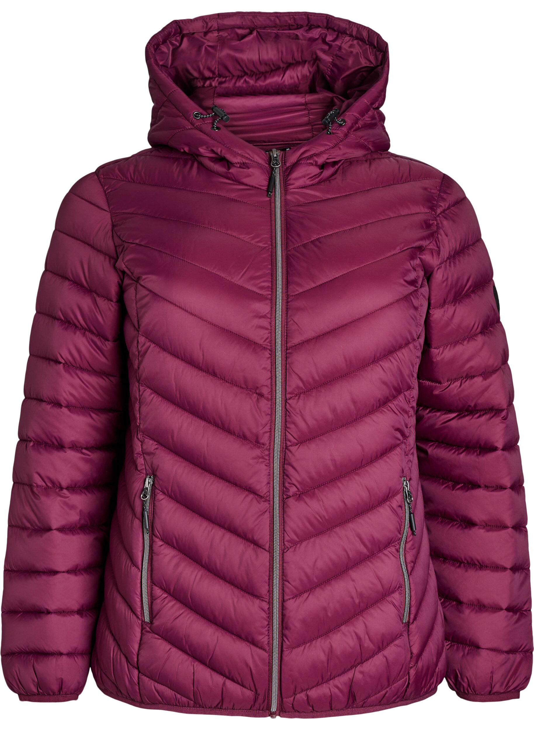 ZizziLeichte Steppjacke mit Kapuze, Dunkles Bordeaux, Packshot image number 0