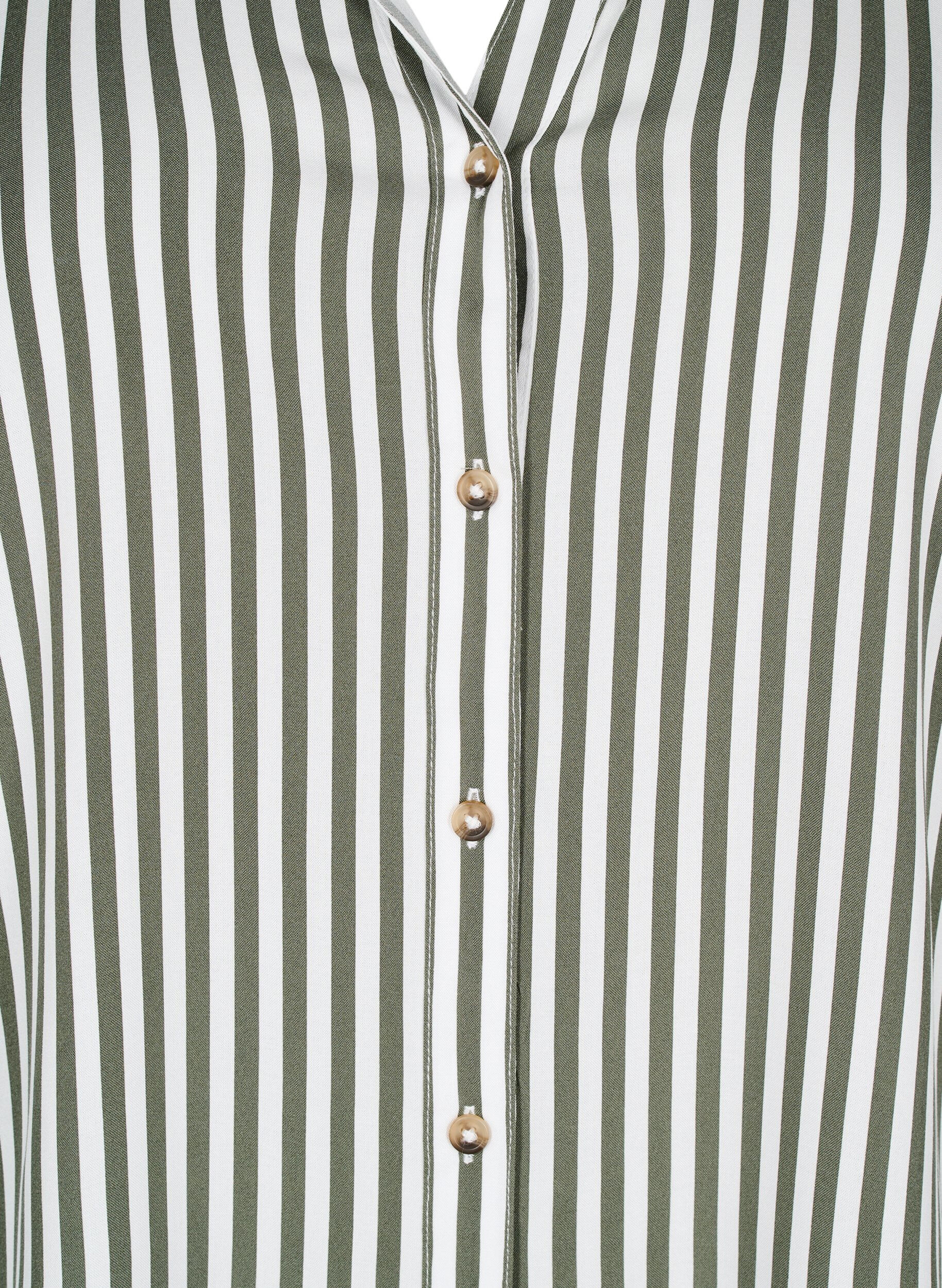 ZizziGestreiftes Hemd mit hochgekrempelten &Auml;rmeln, Gr&uuml;n, Packshot image number 2