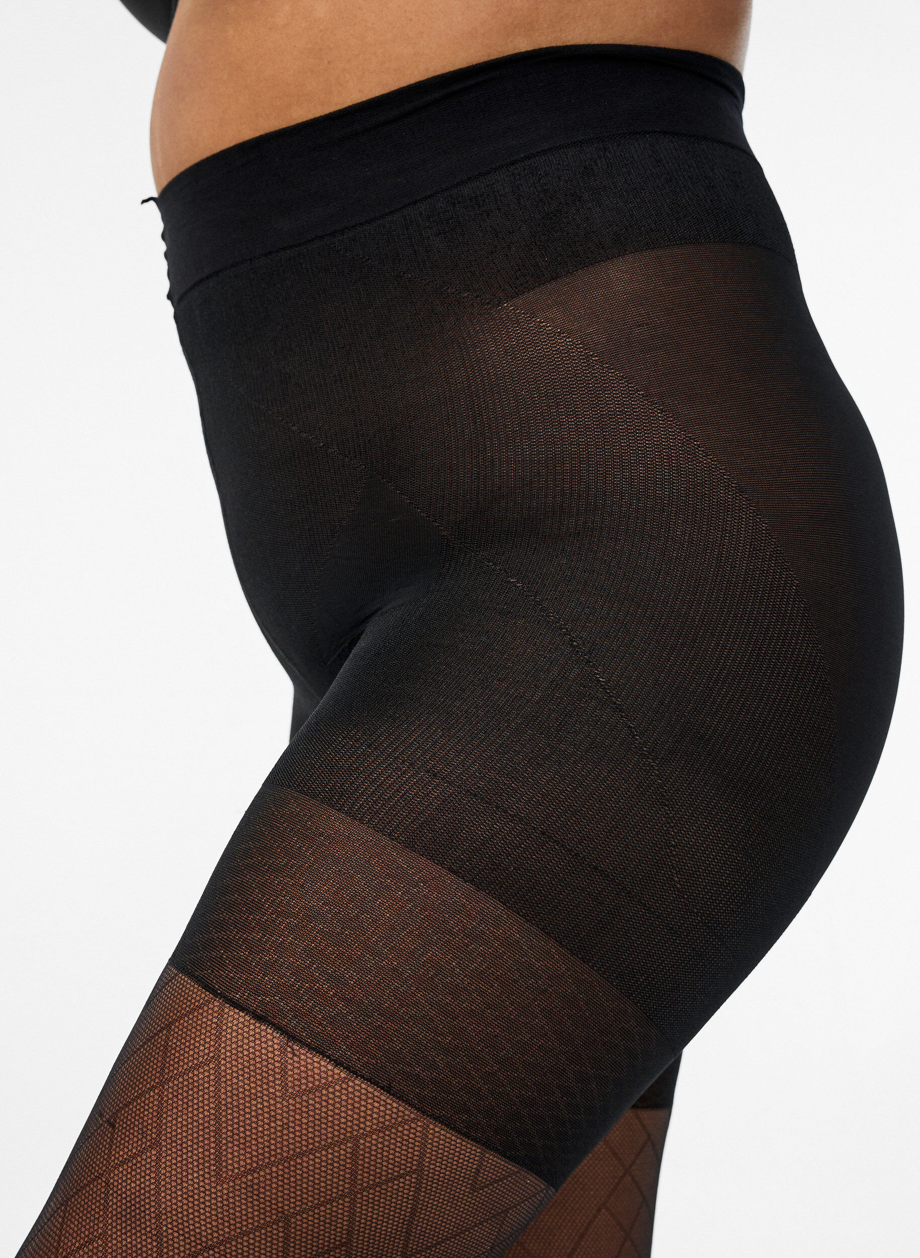 ZizziPush-up-Strumpfhose 50 den mit Muster, Schwarz, Model image number 2