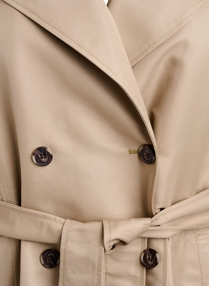 Kurzer Trenchcoat mit Gürtel, Beige, Packshot image number 2