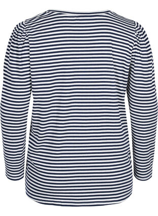 Langarm Bluse mit Streifen, N. Sky/White Stripe, Packshot image number 1