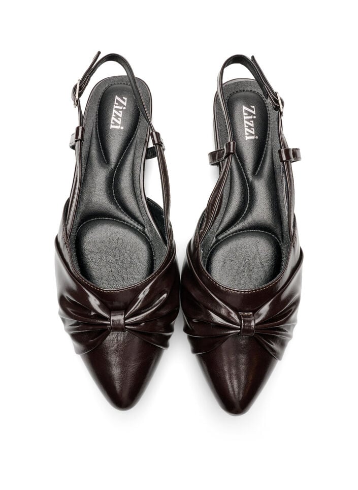 Slingback mit Schleifendetail in Lackoptik, Braun, Packshot