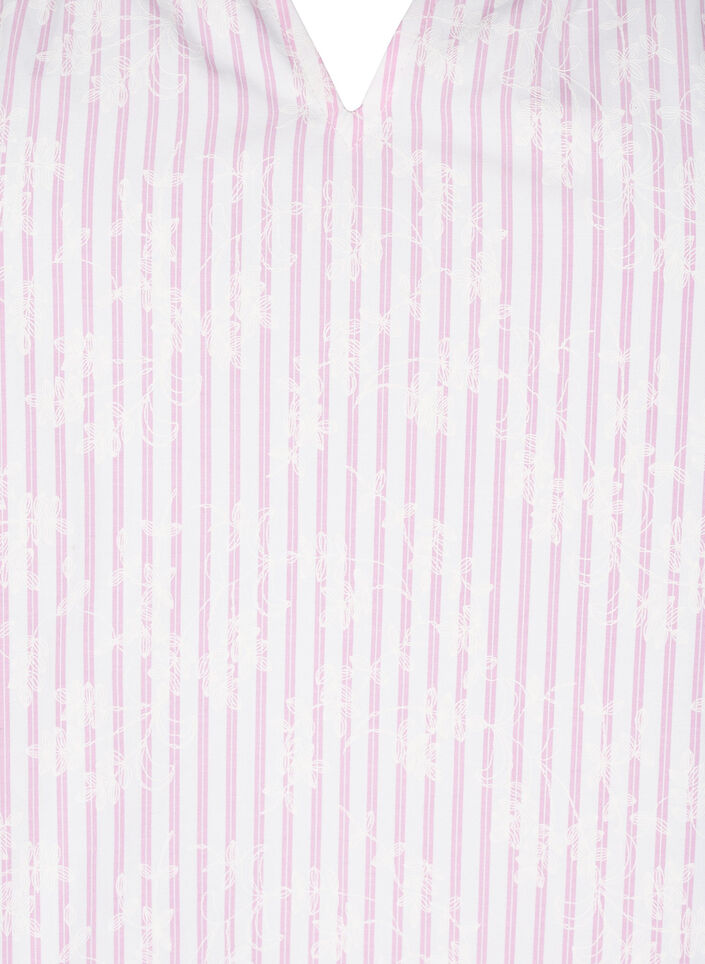 Ärmellose Bluse mit Streifen und Blumendruck, Pink, Packshot image number 2