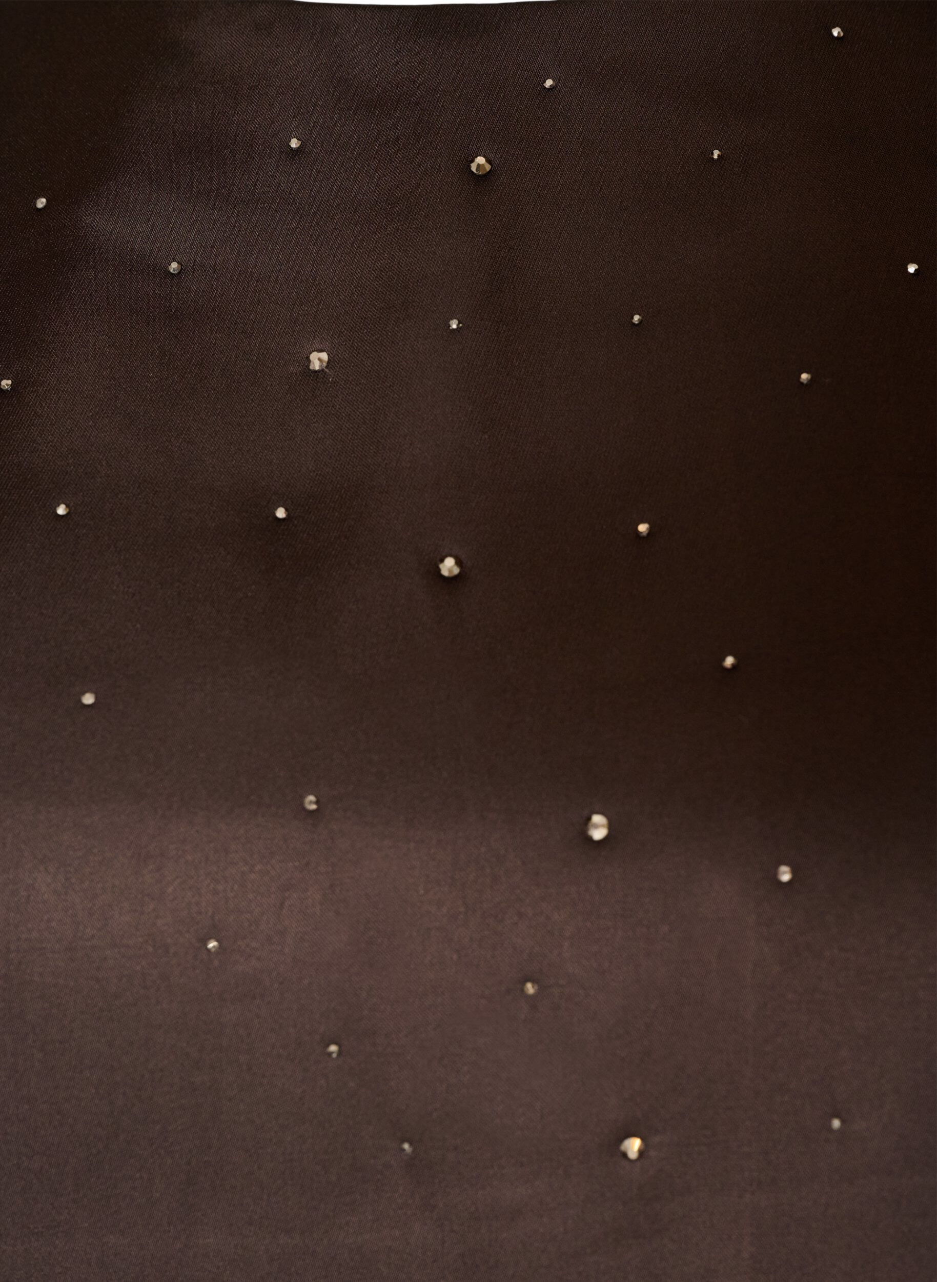 ZizziSatinbluse mit Strasssteinen und ellenbogenlangen &Auml;rmeln, Braun, Packshot image number 2