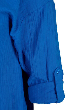 Hemd mit Kragen aus Baumwoll-Musselin, Victoria blue, Packshot image number 3
