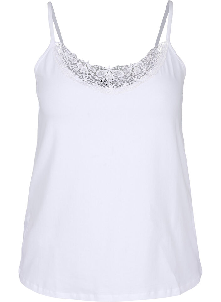 Nachthemd mit Spitzenbesatz aus Baumwolle, Bright White, Packshot image number 0
