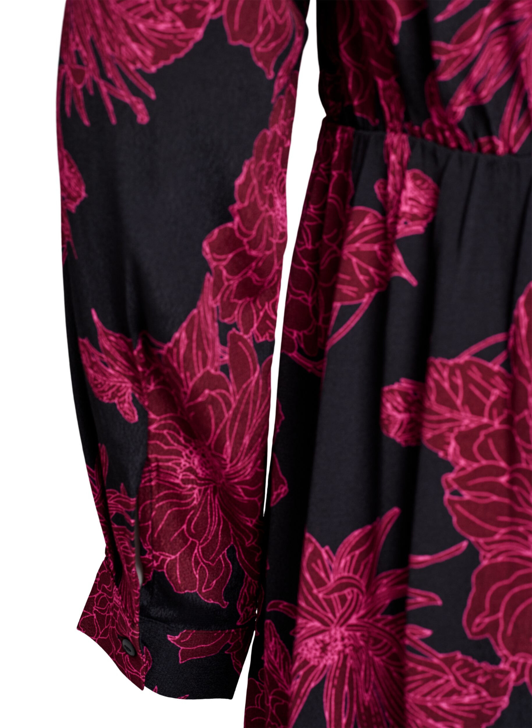 ZizziViskosekleid mit Druck und langen &Auml;rmeln, Dunkles Bordeaux, Packshot image number 3