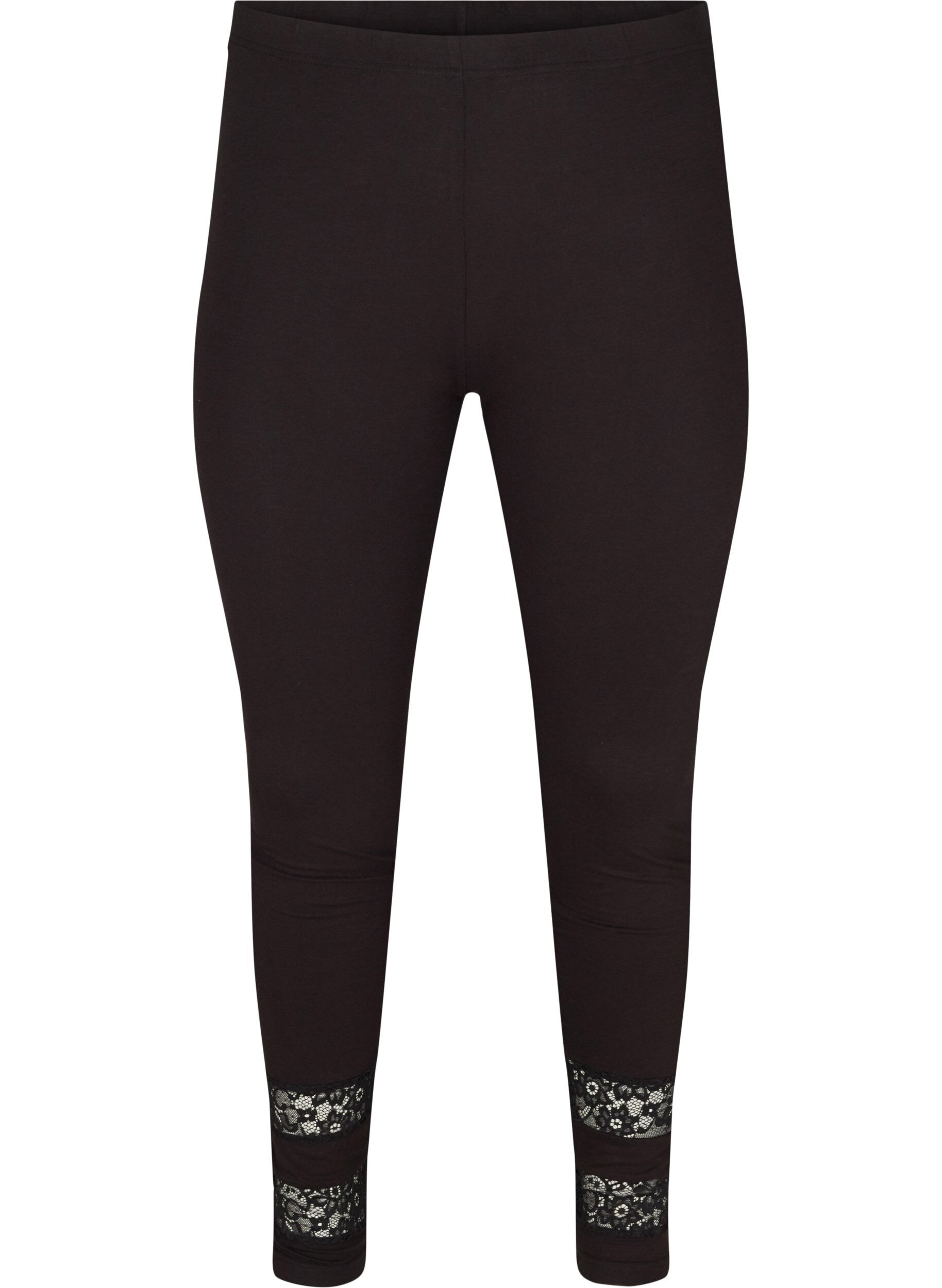 ZizziViskoseleggings mit 3/4-L&auml;nge und Spitze, Black, Packshot image number 0