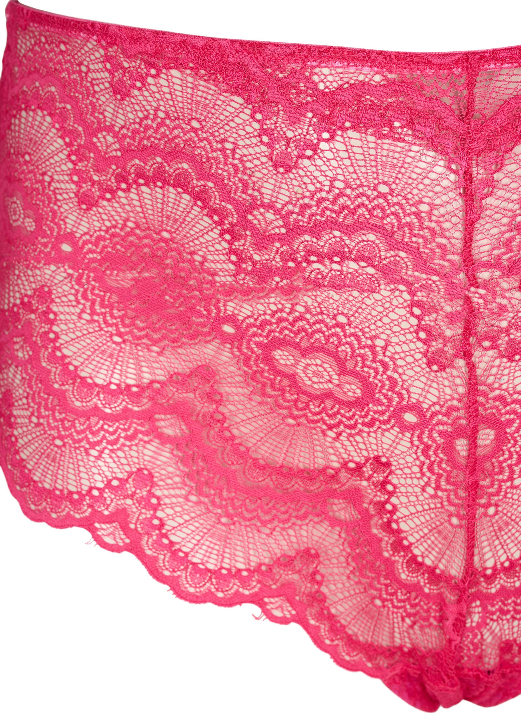 Zizzi2er-Pack h&uuml;fthohe Unterhosen aus Spitze, Love Potion/Black, Packshot image number 3