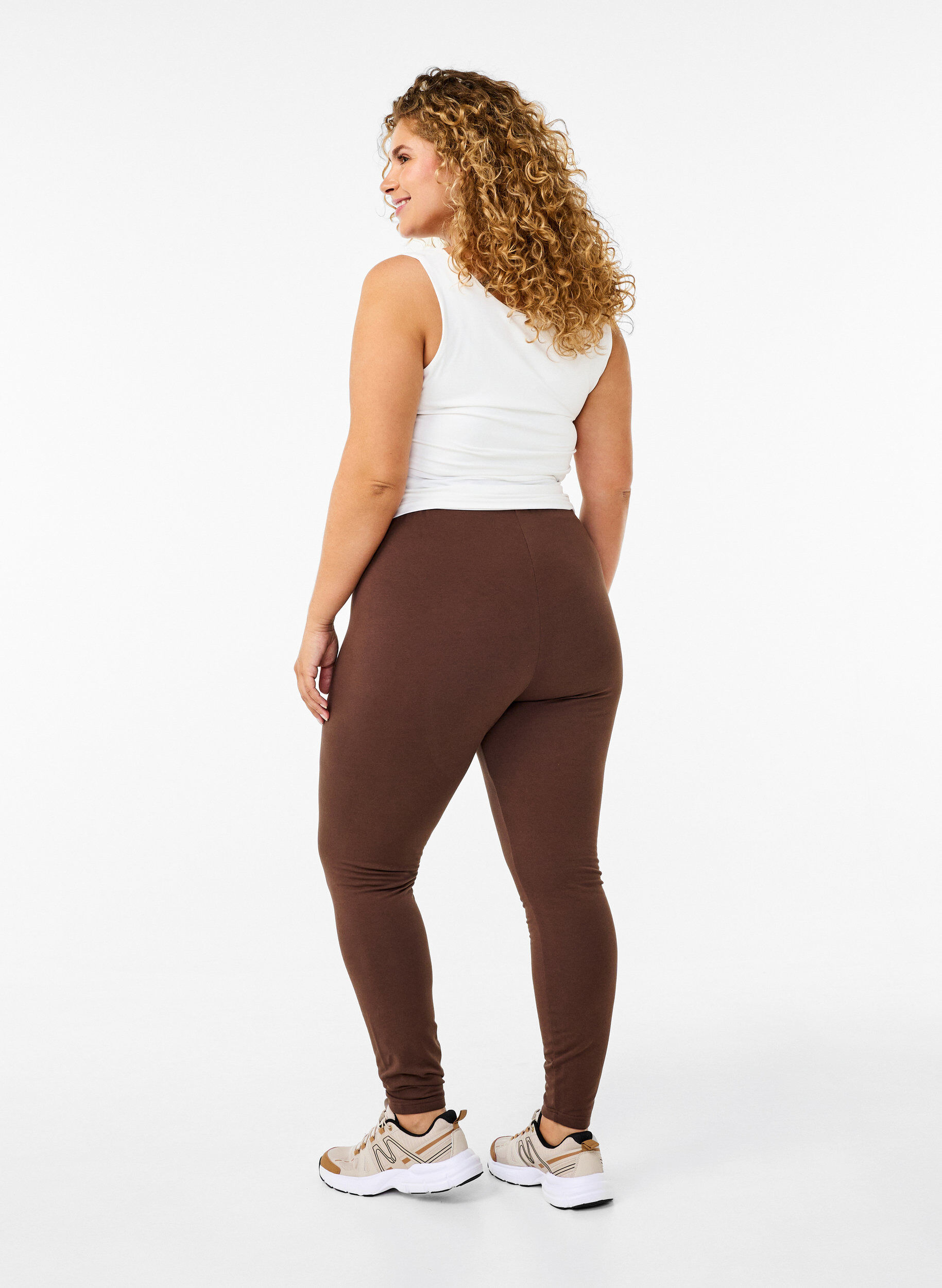 ZizziGef&uuml;tterte Baumwollleggings., Braun, Model image number 1