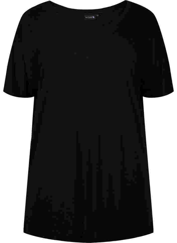 Trainings-T-Shirt aus Viskose mit Rundhalsausschnitt, Black, Packshot image number 0