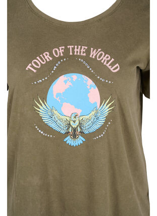 Kurzarm T-Shirt aus Baumwolle mit Print, Ivy Green Wash, Packshot image number 2