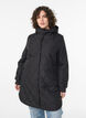Mittellange Steppjacke mit Kapuze, Schwarz, Model image number 0