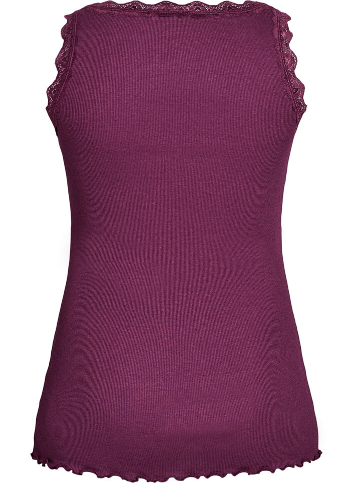 Top mit Spitzensaum, Dunkles Bordeaux, Packshot image number 1