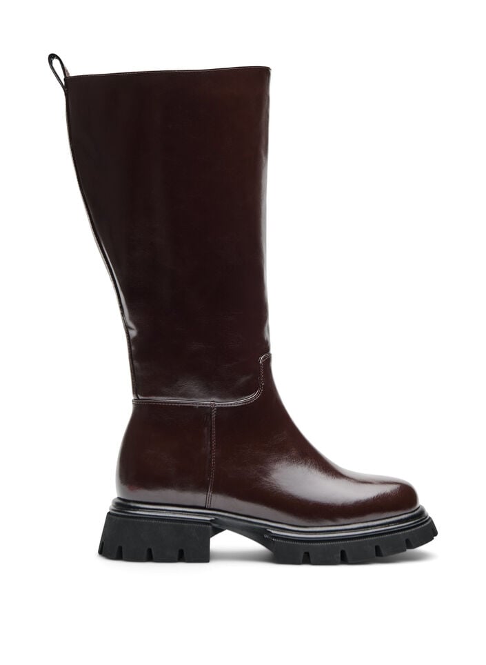 Langschaftstiefel mit leichter Crackle-Optik, Braun, Packshot