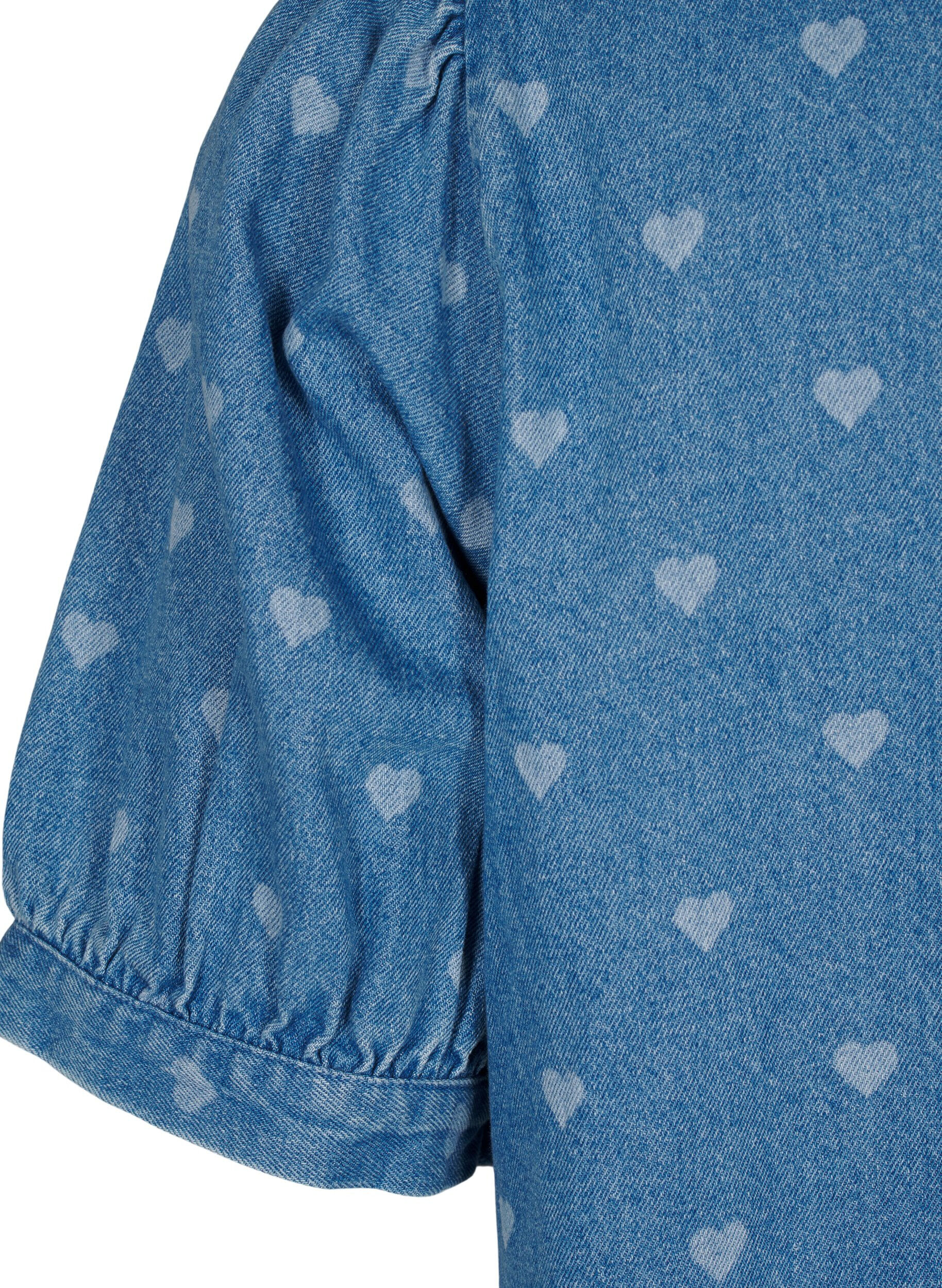 ZizziKurz&auml;rmliges Denim-Kleid mit Herz-Print, L. Blue D. w. Heart, Packshot image number 3