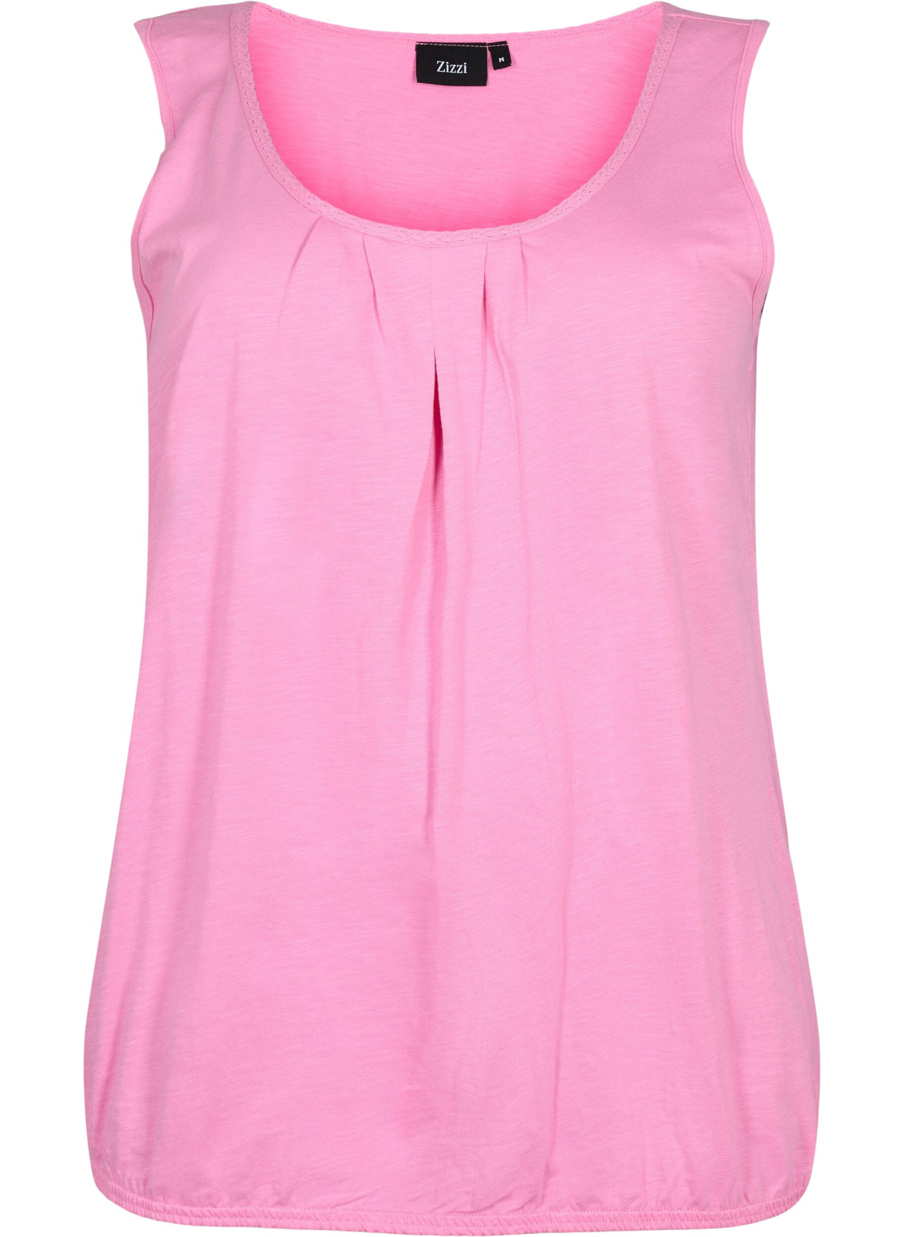 Zizzi2er-Pack Tops aus Baumwolle mit Spitzenrand, Rosebloom / Black, Packshot image number 2