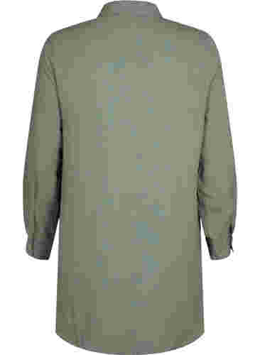 Langes einfarbiges Hemd aus Viskose, Thyme, Packshot image number 1