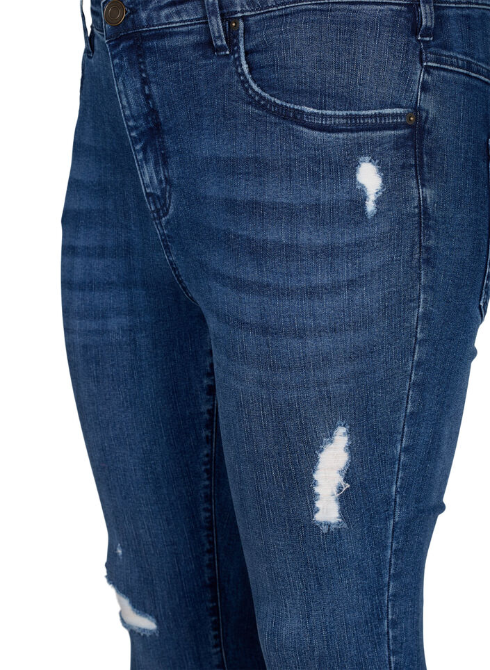 Super-Slim Amy Jeans mit Abnutzungsdetails, Blue Denim, Packshot image number 2