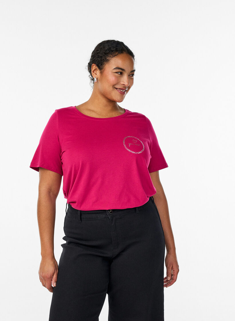T-Shirt mit Print, Rot, Model image number 0