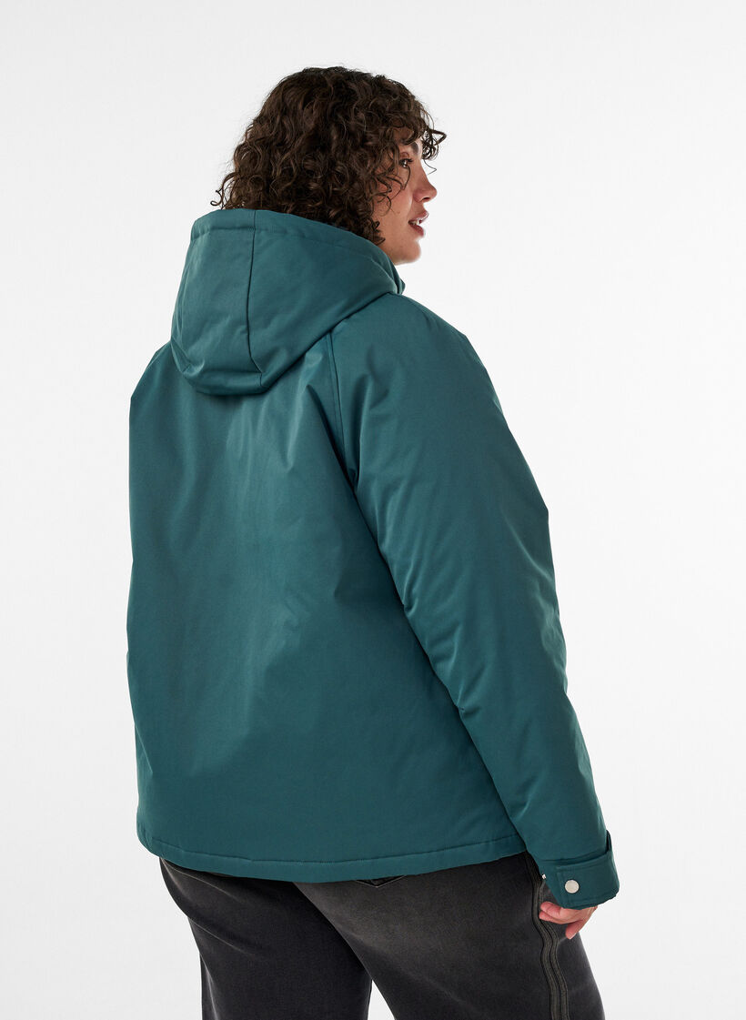 Gepolsterter Parka mit einer abnehmbaren Kapuze, Gr&uuml;n, Model image number 2