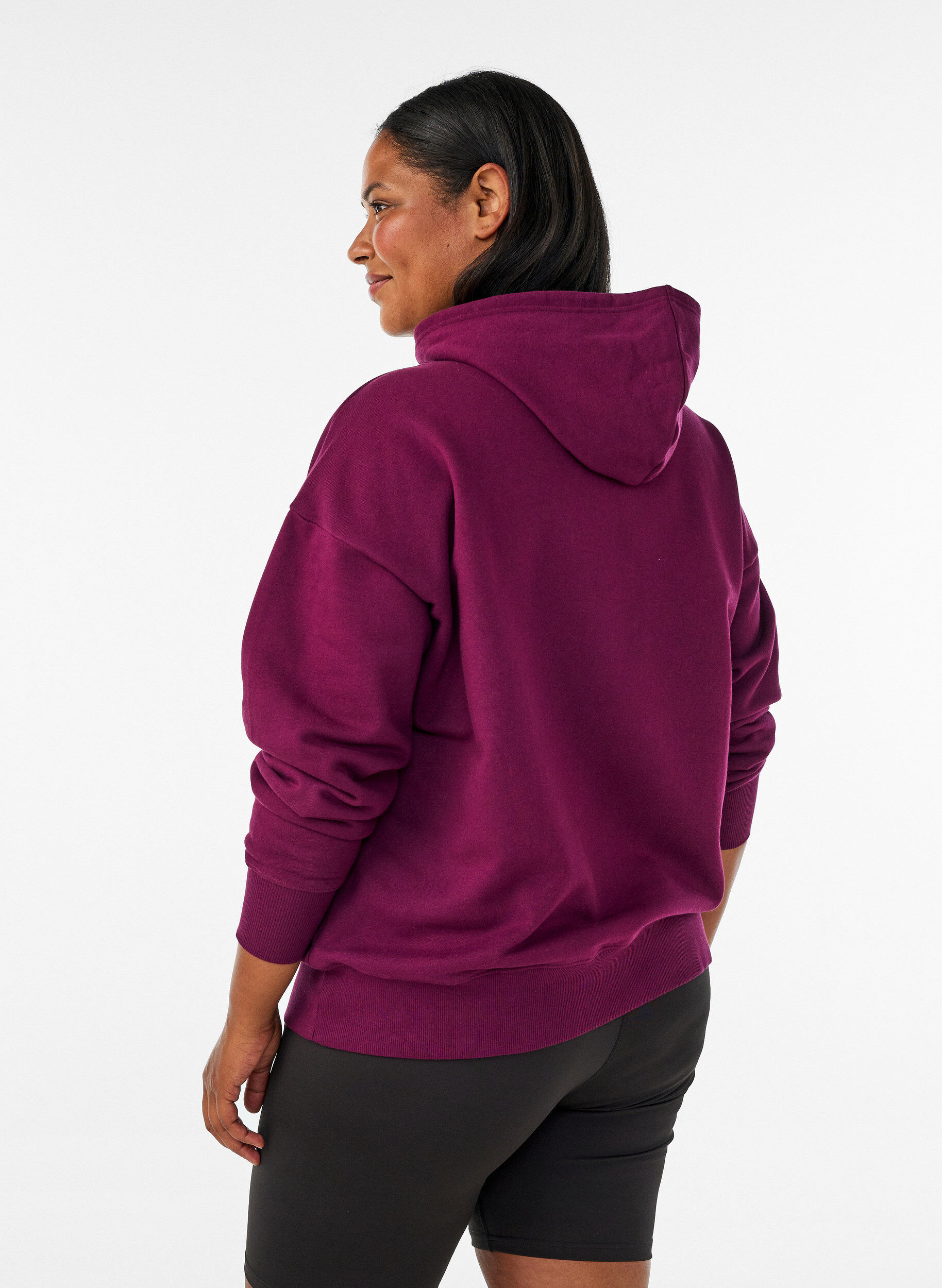 ZizziHoodie mit Brustaufdruck, Lila, Model image number 2