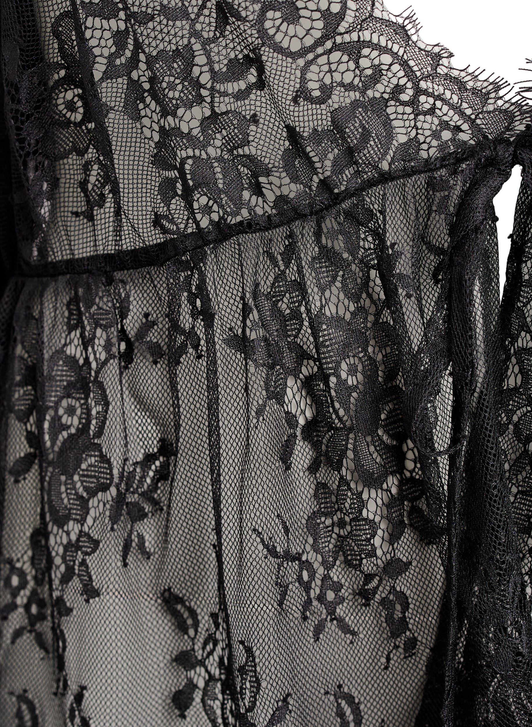 ZizziSpitzentop mit Bindedetail und 3/4-&Auml;rmeln, Schwarz, Packshot image number 2